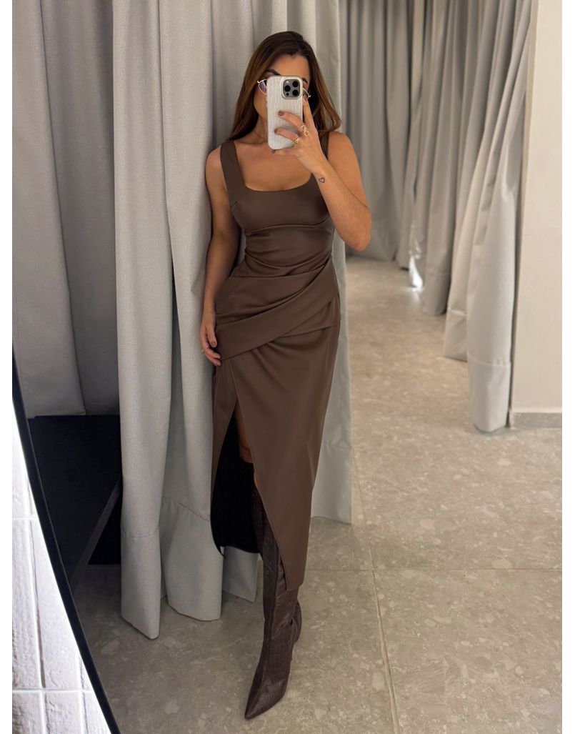 Vestido Couro Fake Zoe Café 