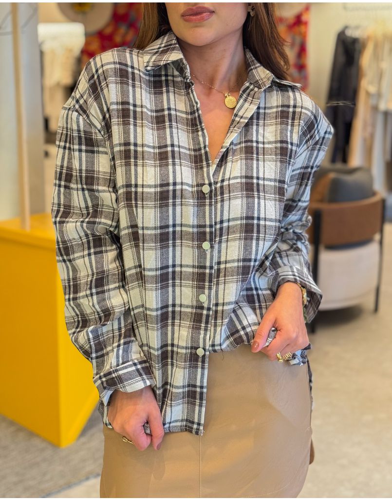 Camisa Xadrez Alina Marinho Café/Off