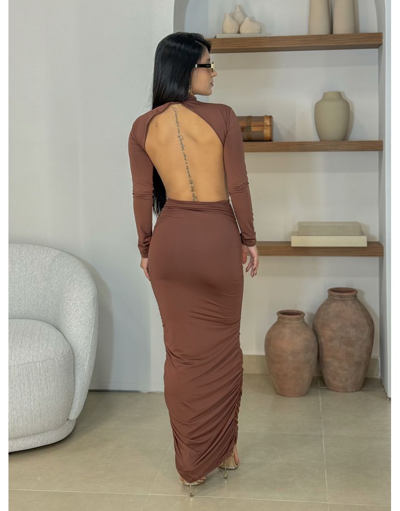 Vestido Midi Abertura Suplex Café 