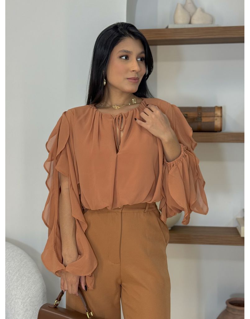 Cropped Manga Taci Mocha Mousse - Loja La Mina 
