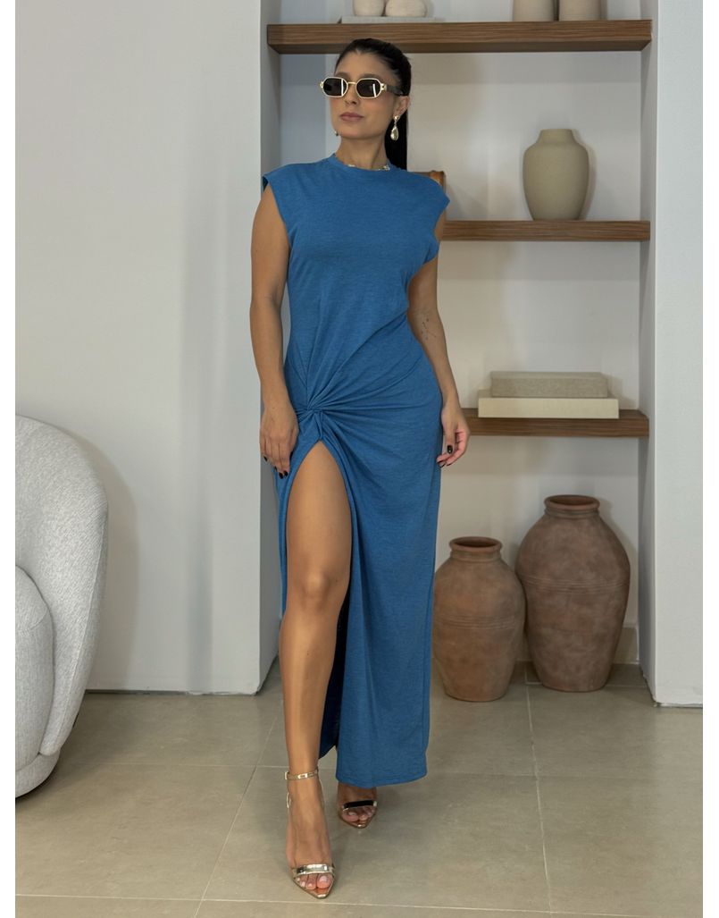 Vestido Nó Naomi Azul - Loja La Mina 