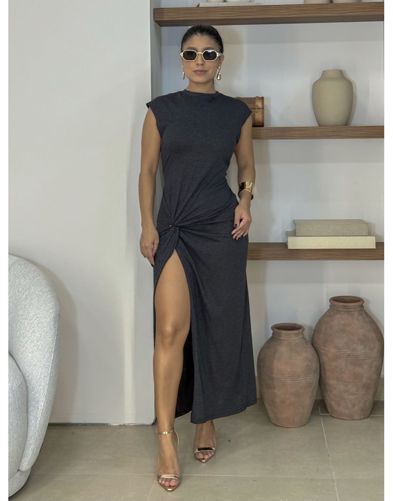 Vestido Nó Naomi Chumbo - Loja La Mina 