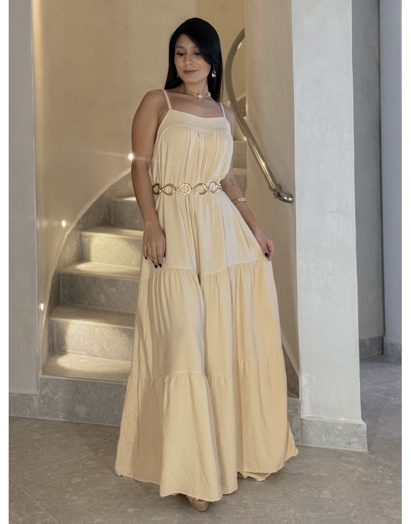 Vestido Longo Bali Areia - Loja La Mina 