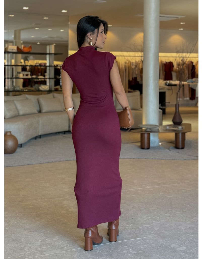 Vestido Canelado Holanda Cereja