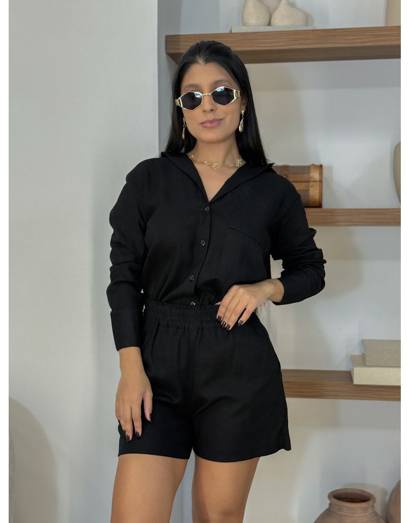 Conjunto Camisa Linho Preto