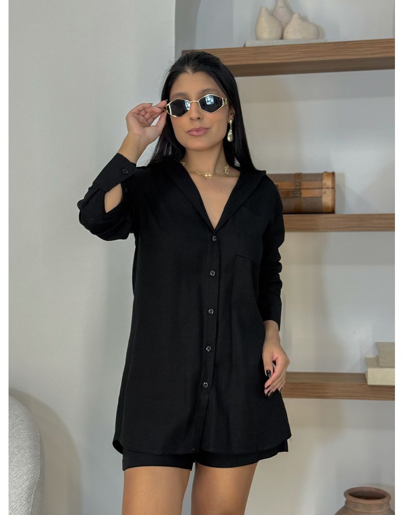 Conjunto Camisa Linho Preto