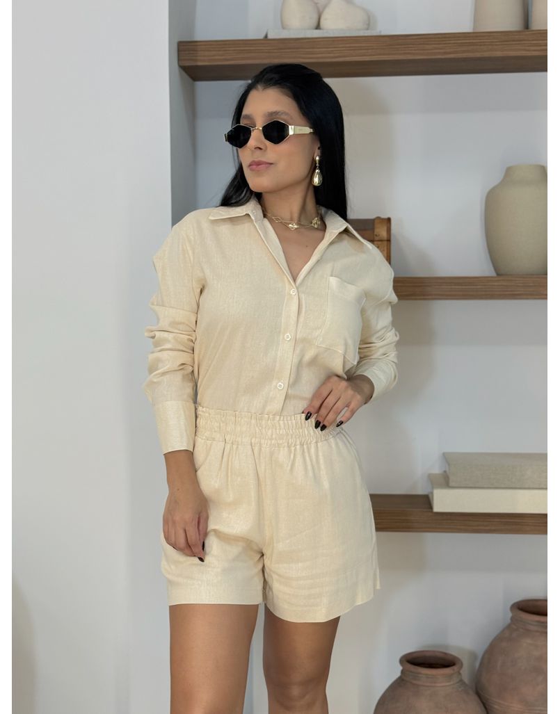 Conjunto Camisa Linho Areia