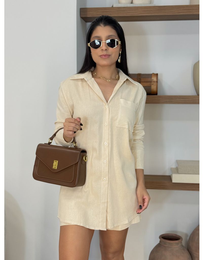Conjunto Camisa Linho Areia