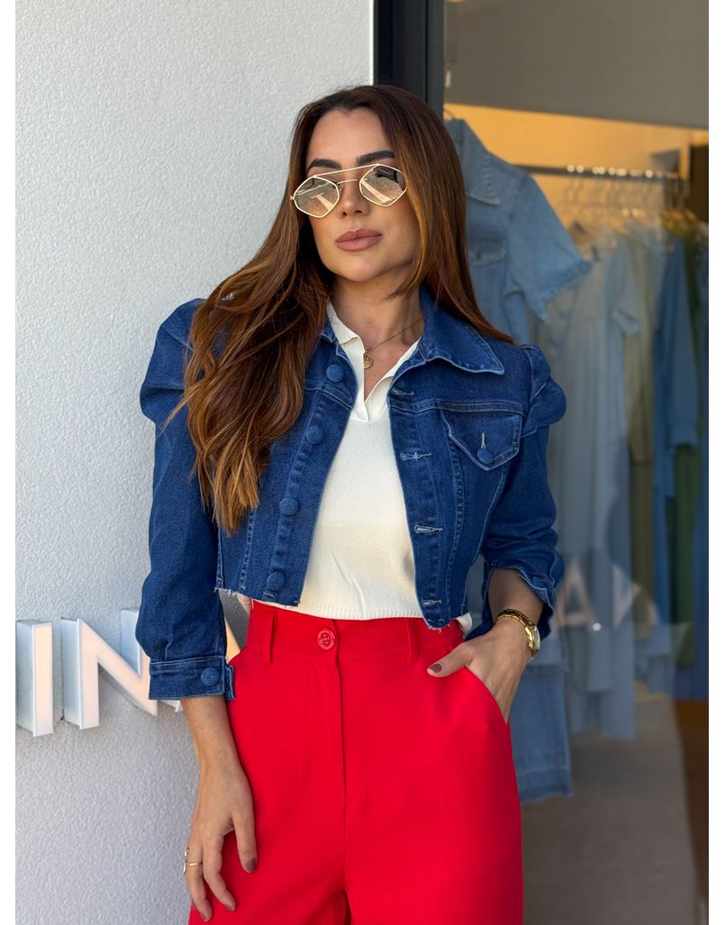 Jaqueta Jeans Livia Escura - Loja La Mina 