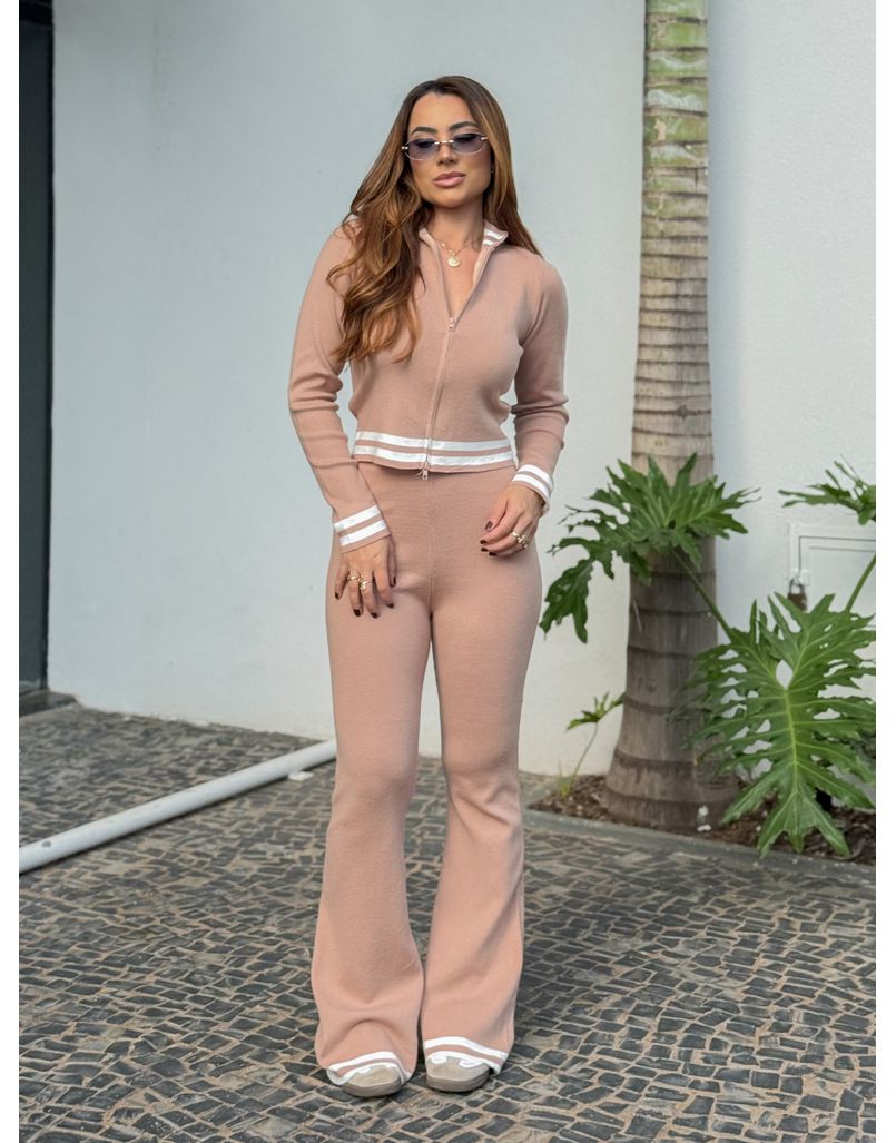 Conjunto Tricot Listra Inês Cappuccino - Loja La Mina 