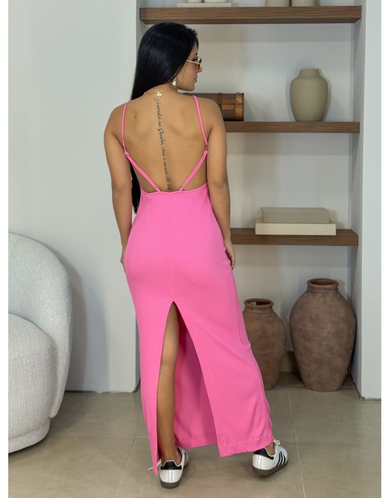 Vestido Canelado Rúbia Rosa 