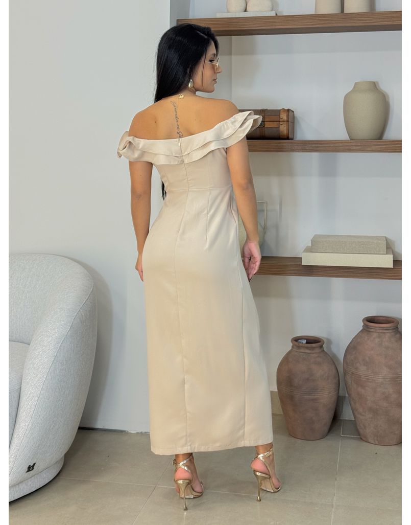 Vestido Babado Isadora Areia