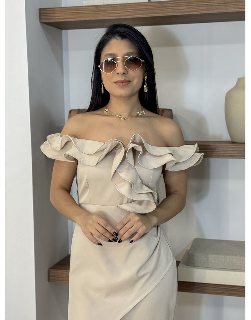 Vestido Babado Isadora Areia