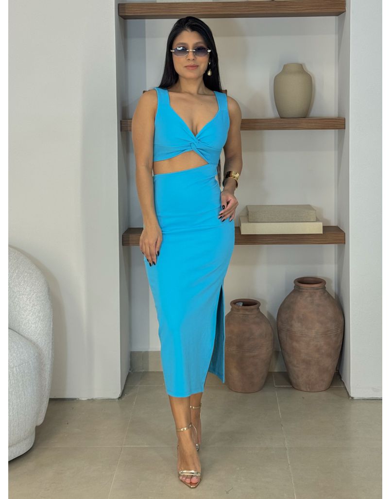Vestido MidI Nó Felícia Azul - Loja La Mina 