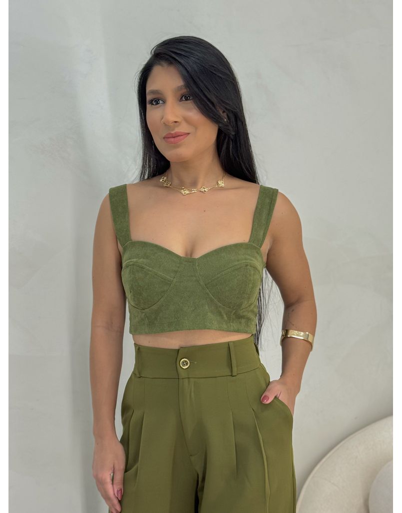 Cropped Cotelê Militar - Loja La Mina 
