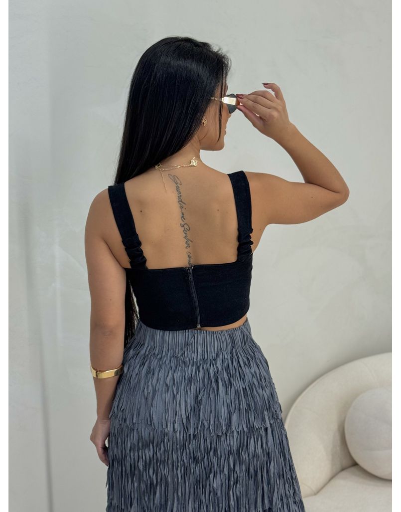 Cropped Cotelê Preto