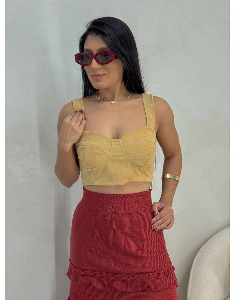 Cropped Cotelê Caqui - Loja La Mina 