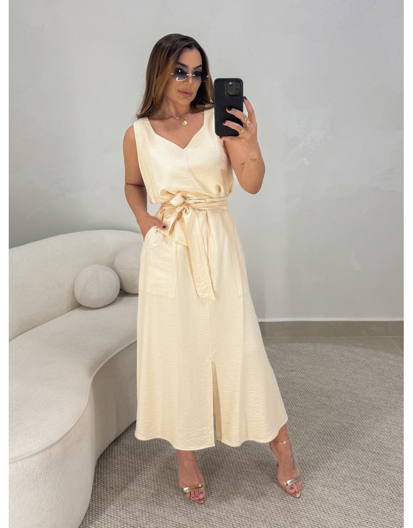Conjunto Saia Midi México Areia