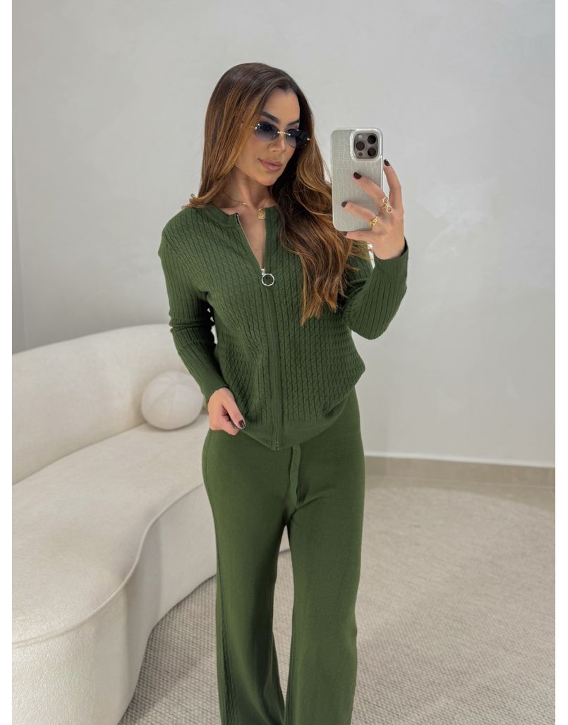 Conjunto Tricot Zíper Germana Verde