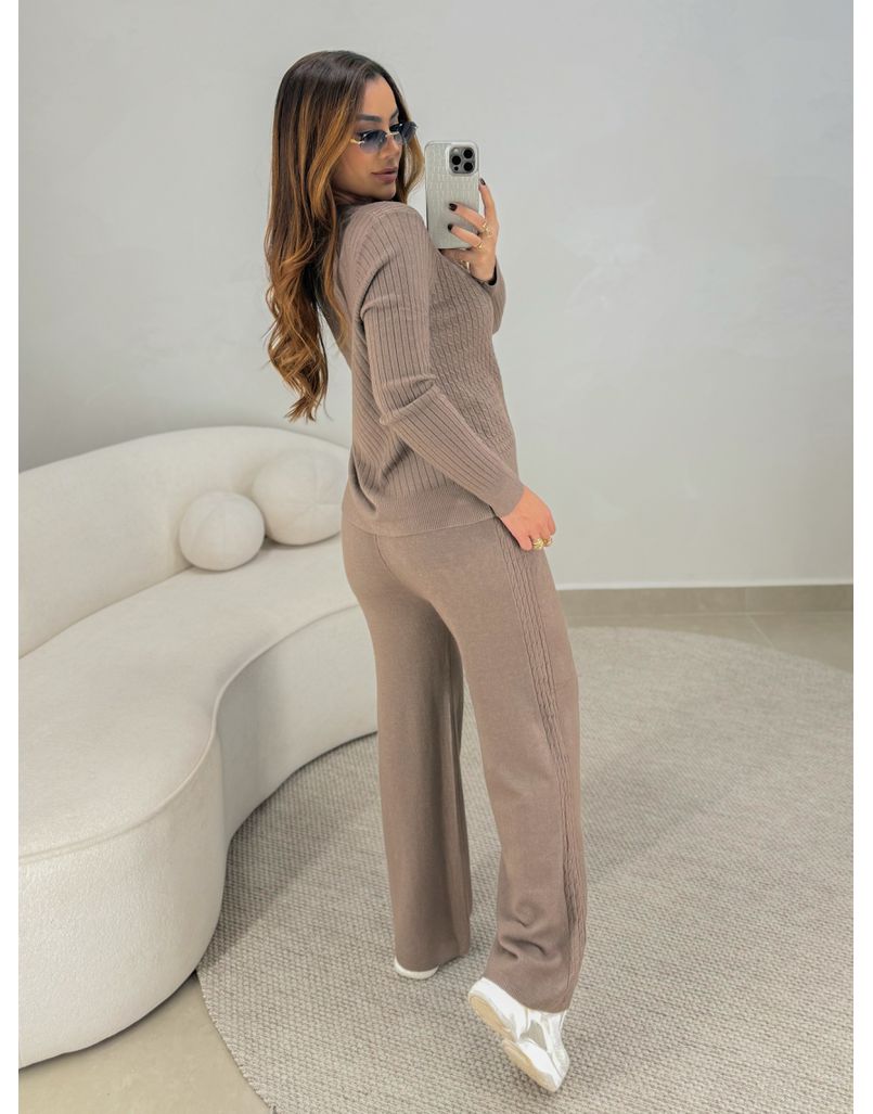 Conjunto Tricot Zíper Germana Marrom