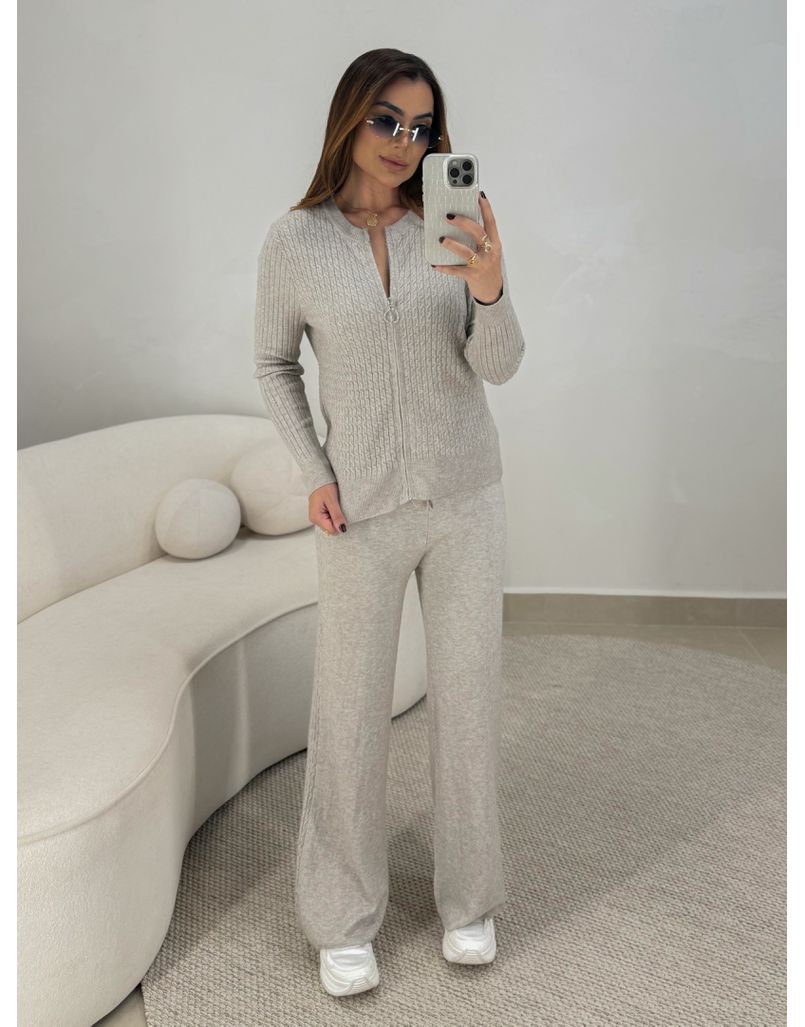 Conjunto Tricot Zíper Germana Argila - Loja La Mina 