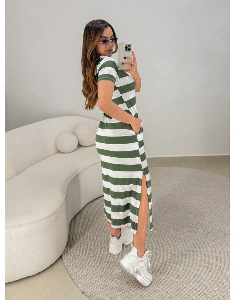 Vestido Malu Listrado Verde