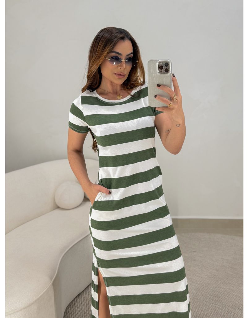 Vestido Malu Listrado Verde