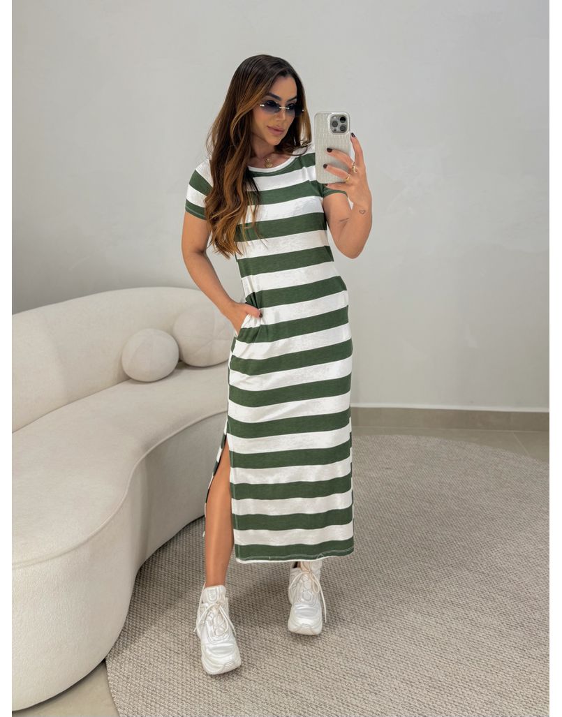 Vestido Malu Listrado Verde