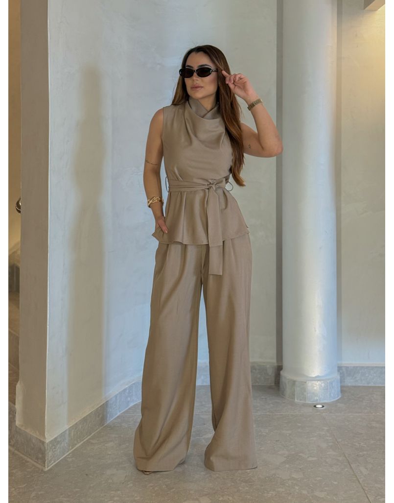Conjunto Calça Bruxelas Cáqui - Loja La Mina 