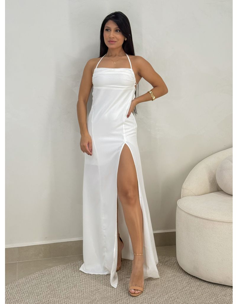 Vestido Franzido Chile Branco - Loja La Mina 
