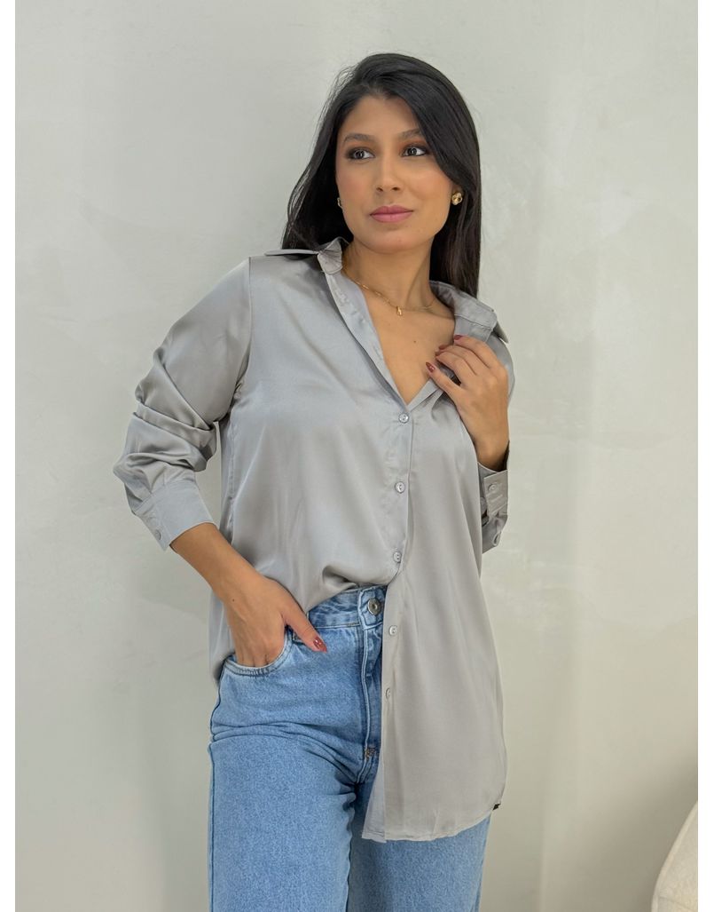 Camisa Seda Cinza - Loja La Mina 