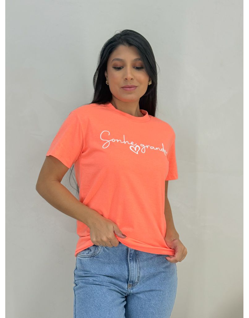 Camiseta Sonhe Grande Laranja - Loja La Mina 