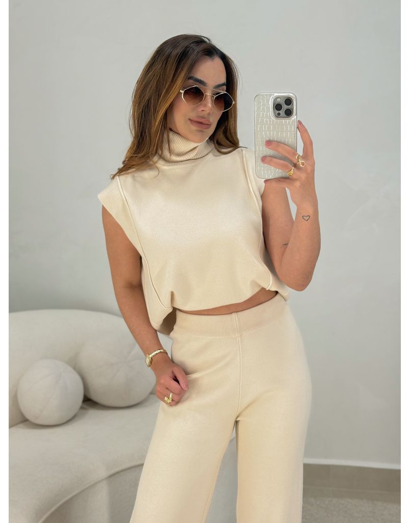 Conjunto Tricot Jamile Areia 