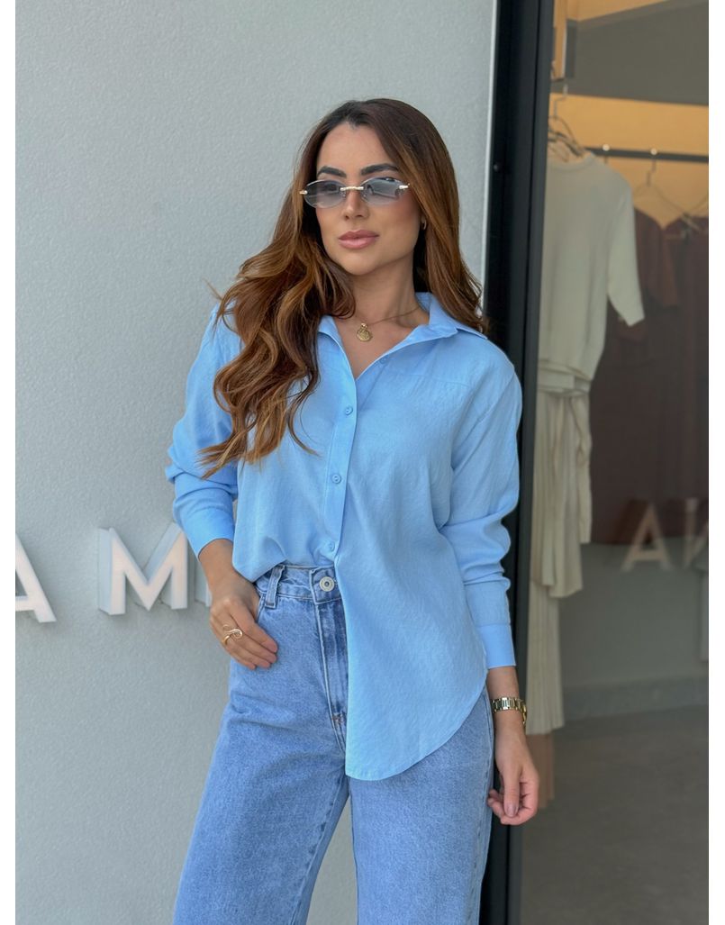 Camisa Viscolinho Talita Azul