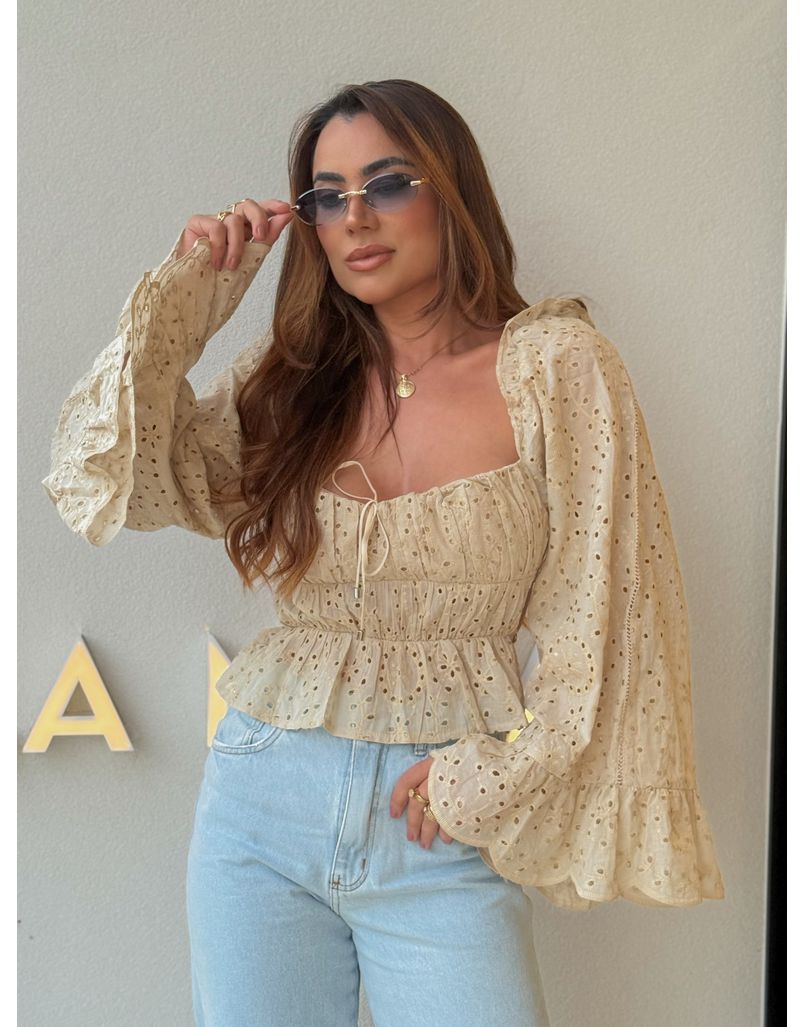 Blusa Ombro a Ombro Laise Cappuccino