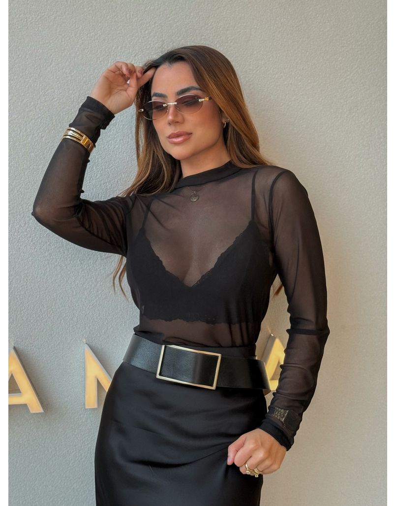 Blusa Tule Mia Preta