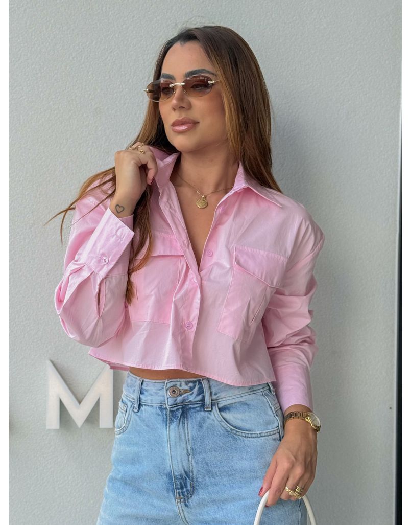 Camisa Cropped Pamela Rosa