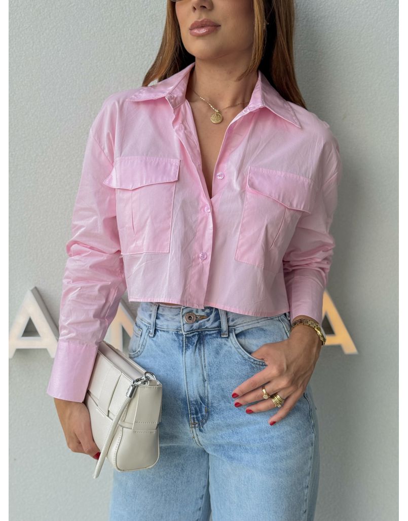 Camisa Cropped Pamela Rosa