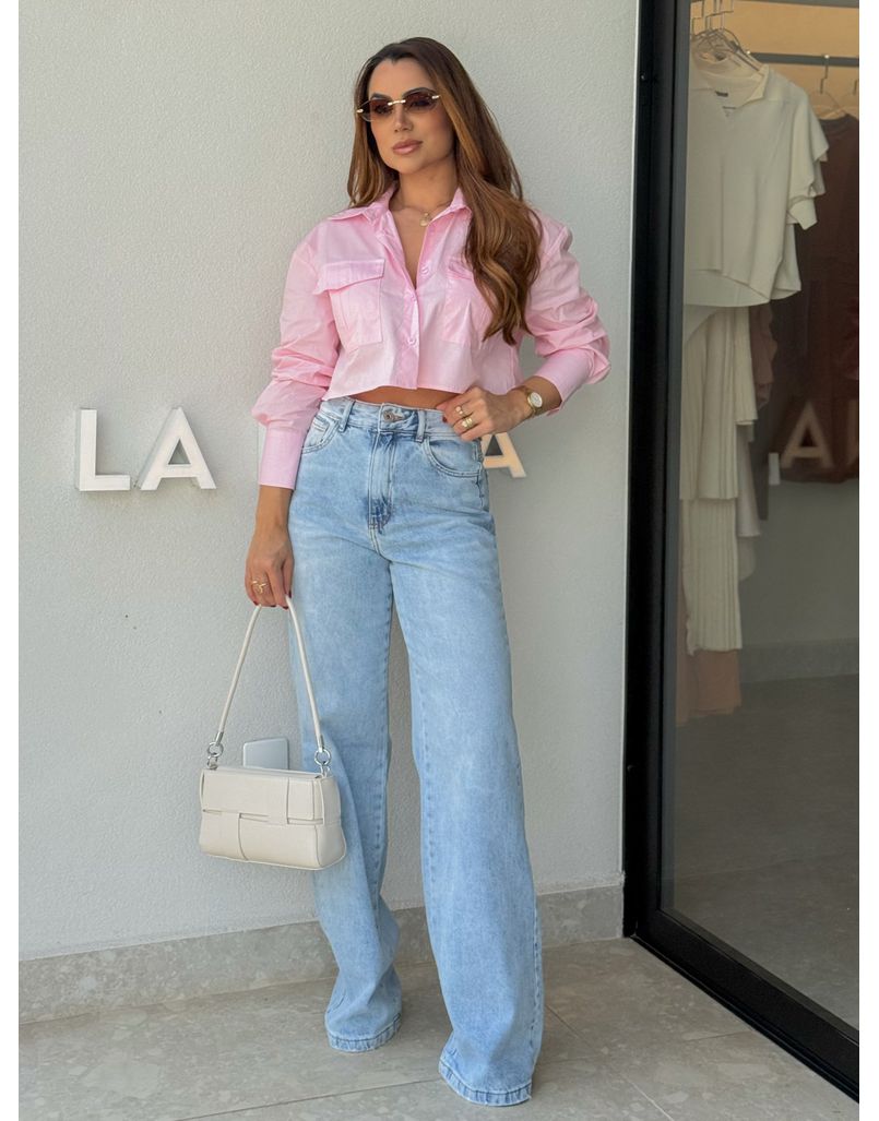 Camisa Cropped Pamela Rosa