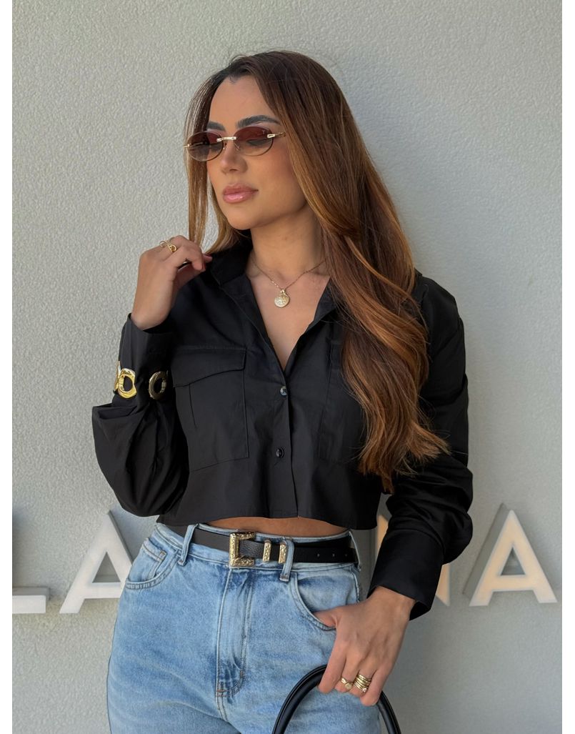 Camisa Cropped Pamela Preta