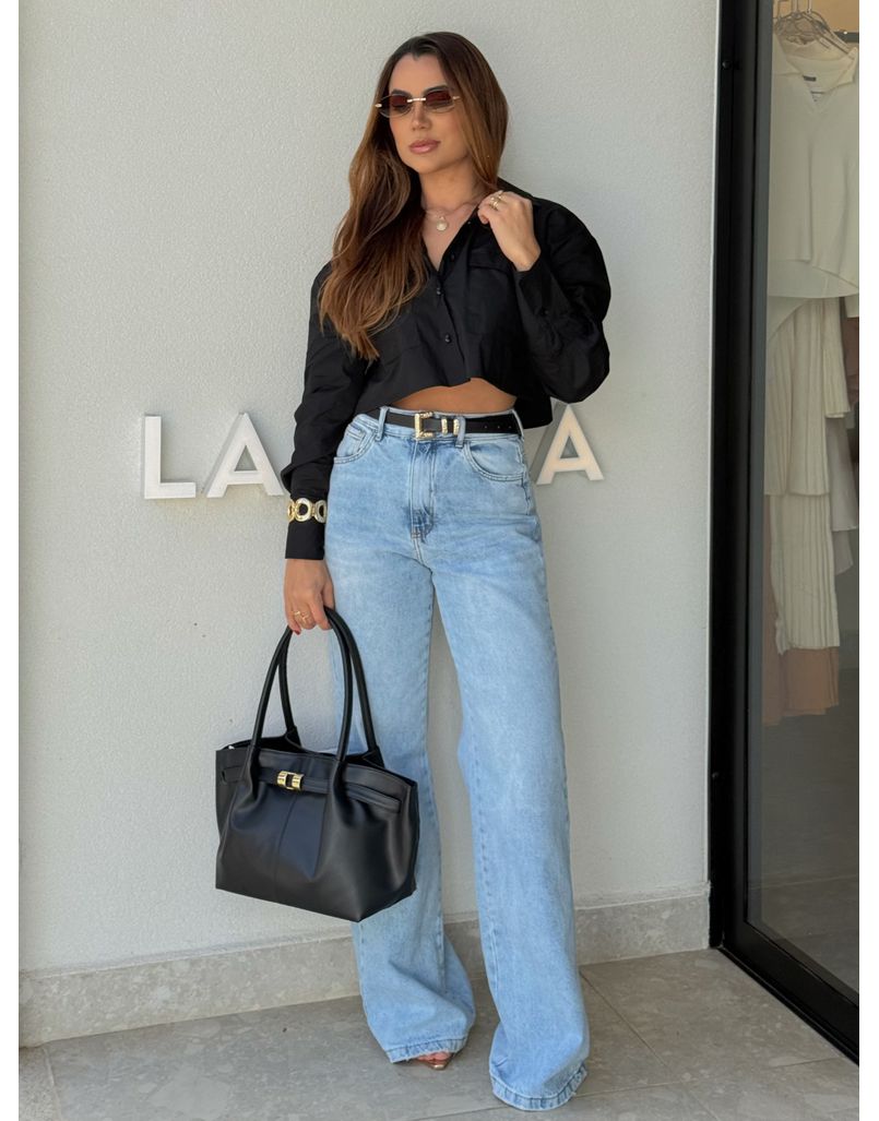 Camisa Cropped Pamela Preta