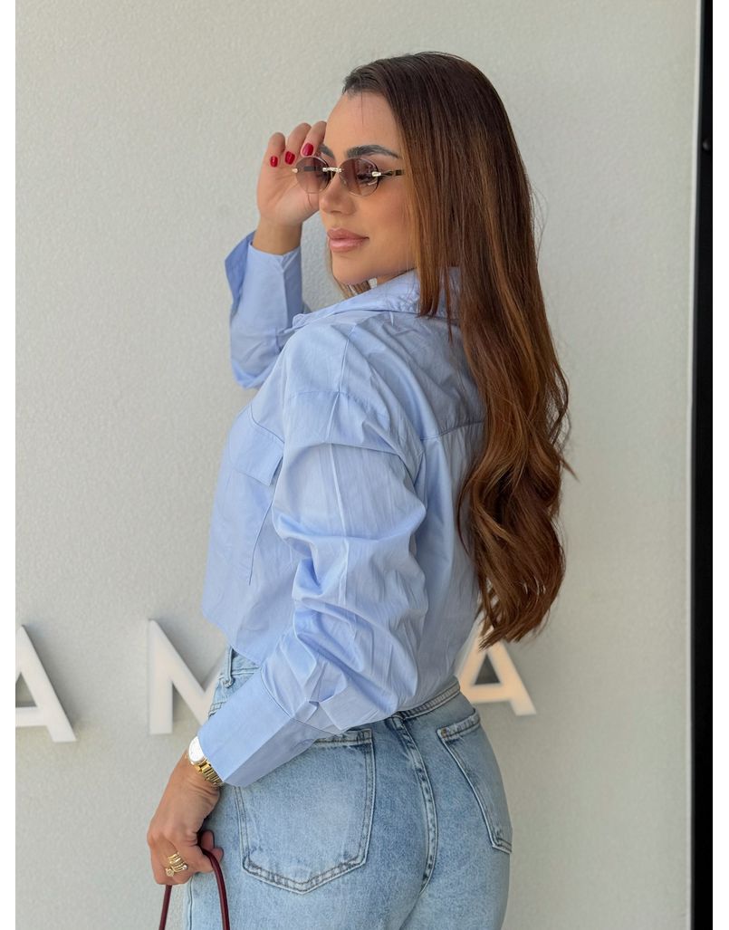 Camisa Cropped Pamela Azul