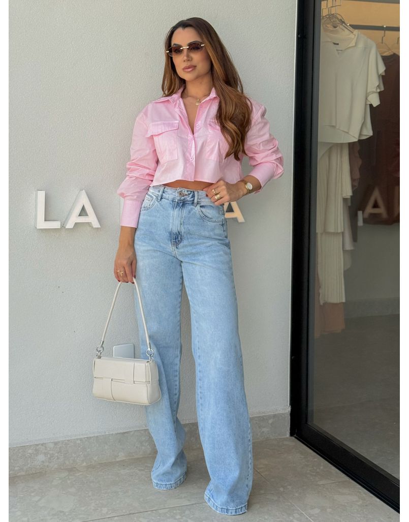 Calça Pantalona Jeans Larissa - Loja La Mina 