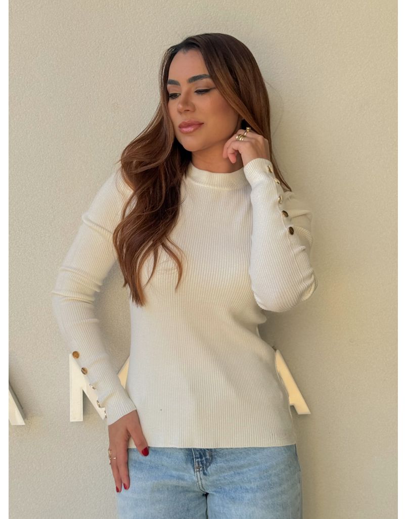 Blusa Tricot Manga Longa Fabi Off