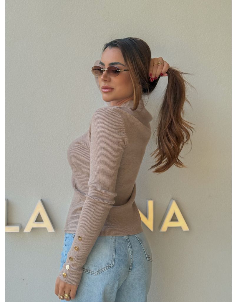Blusa Tricot Manga Longa Fabi Cappuccino