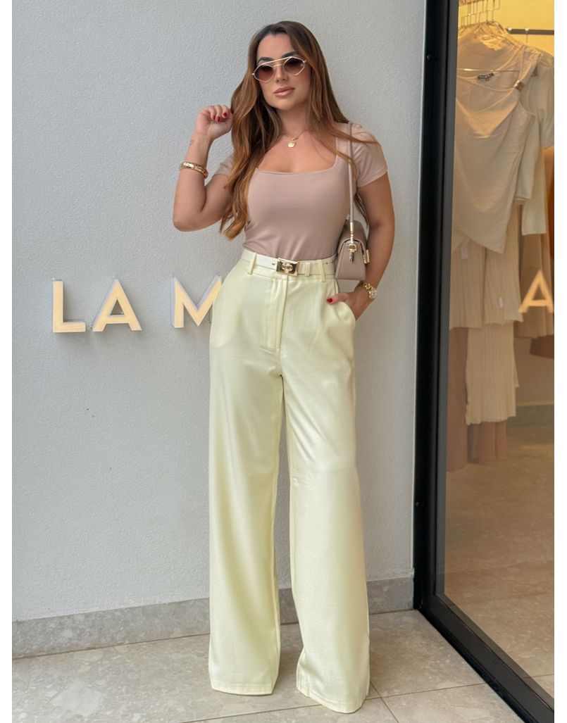 Calça Pantalona Beatriz Manteiga