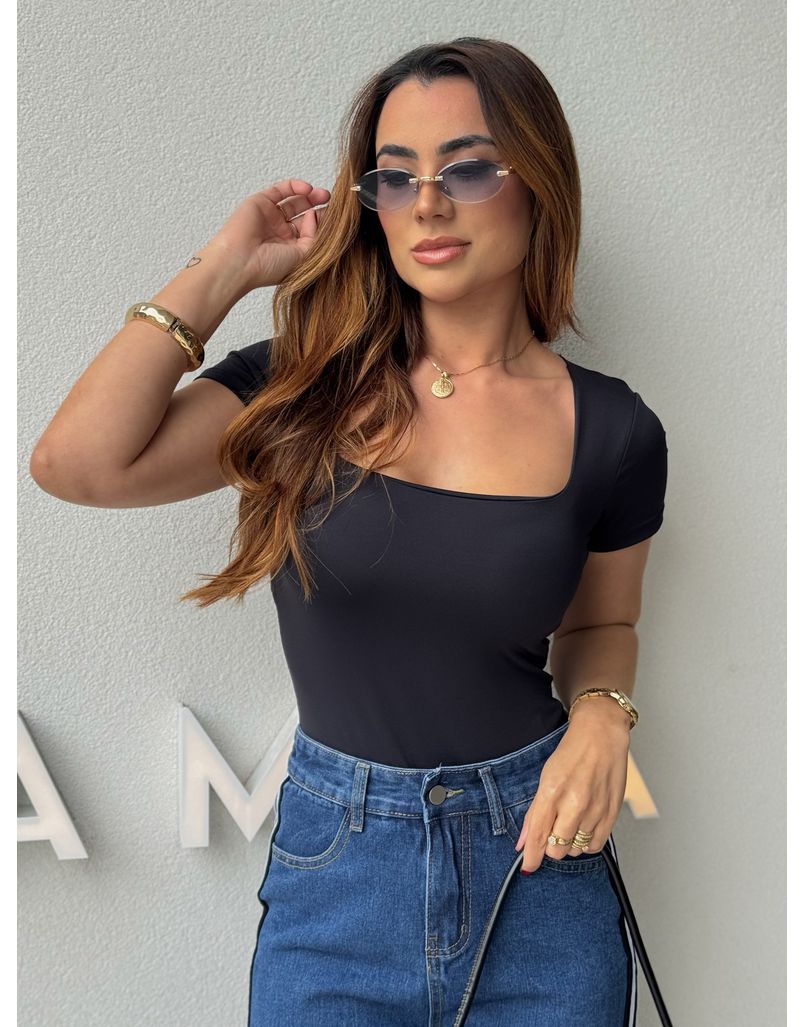 Body Manguinha Lara Preto - Loja La Mina 