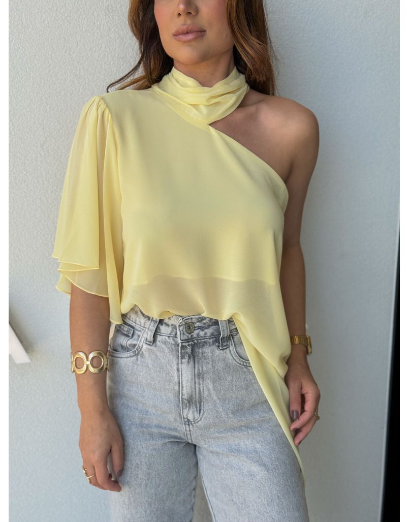 Blusa Assimétrica Georgina Amarela - Loja La Mina 