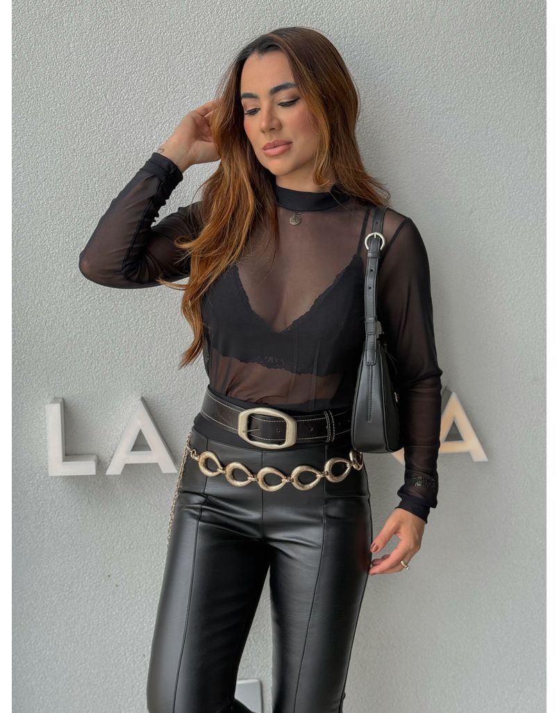 Blusa Tule Mia Preta - Loja La Mina 