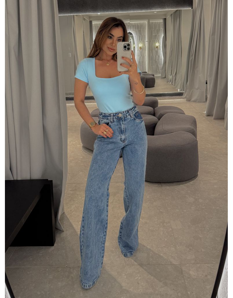 Calça Pantalona Jeans Julia - Loja La Mina 